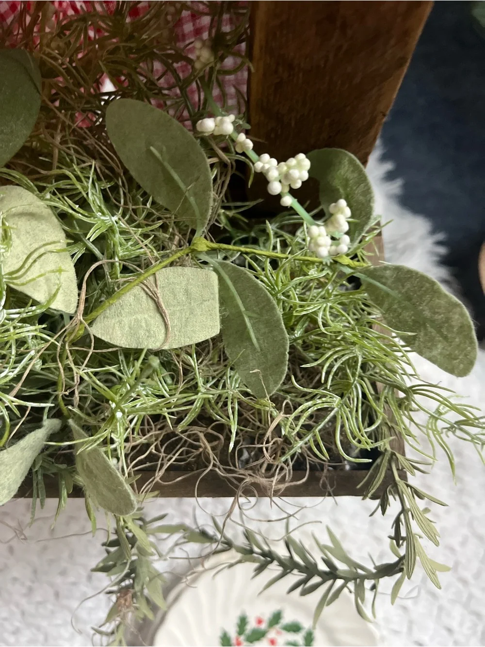 Rustic Windowbox Accent with Greenery and Soft Candle Light